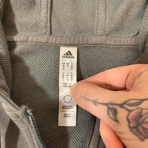 Adidas Grey Zip Up Hoodie Size Medium - Picture 2 of 7